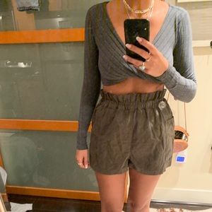 High waisted green army shorts